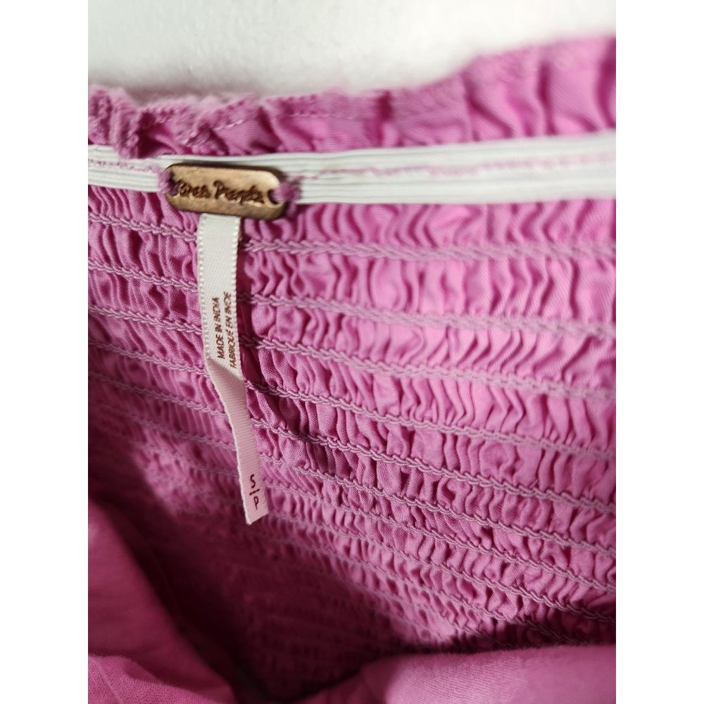 Free People Women's Sz. S Pink Purple Midi Adjustable Button Chest Dress - Picture 2 of 7